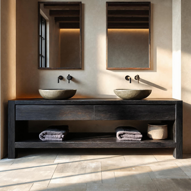Contemporary Black Bathroom Vanity Open Shelf For Bathroom