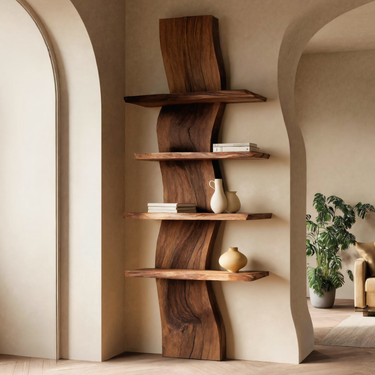 Handcrafted Curved Floating Shelf For Living Room Or Entryway
