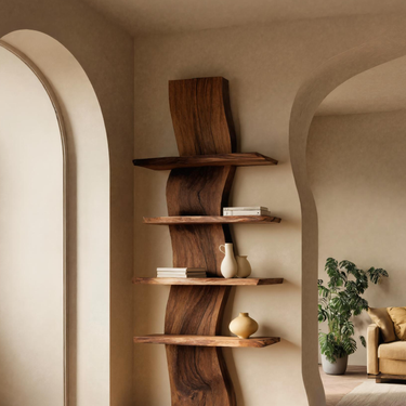 Handcrafted Curved Floating Shelf For Living Room Or Entryway