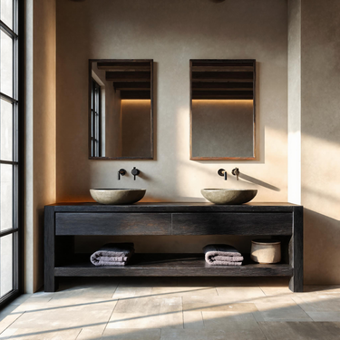 Contemporary Black Bathroom Vanity Open Shelf For Bathroom