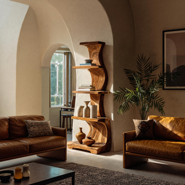 Artistic Tall Curved Floating Shelf For Living Room