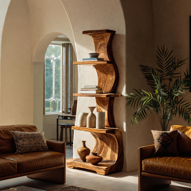 Artistic Tall Curved Floating Shelf For Living Room