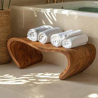 Modern Curved Shower Bench For Spa Inspired Or Bathroom
