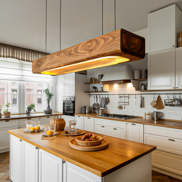 Organic Sculptural Wooden Hanging Light For Dining Room