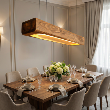 Organic Sculptural Wooden Hanging Light For Dining Room