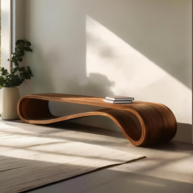 Modern Organic Curved Bench For Hallway Furniture Accent