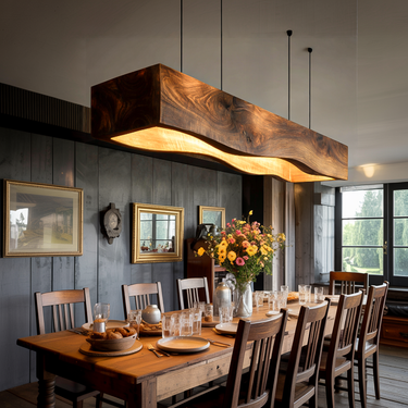 Long Wooden Hanging Lamp For Dining Tables