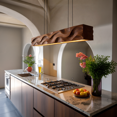 Modern Pendant Lighting With Carved Wave For Dining Area
