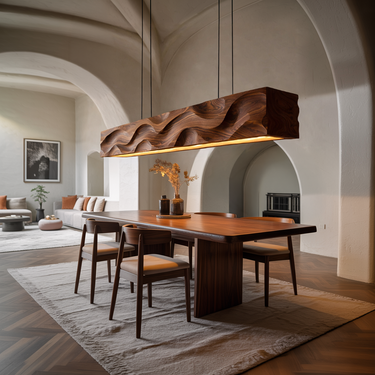 Modern Pendant Lighting With Carved Wave For Dining Area