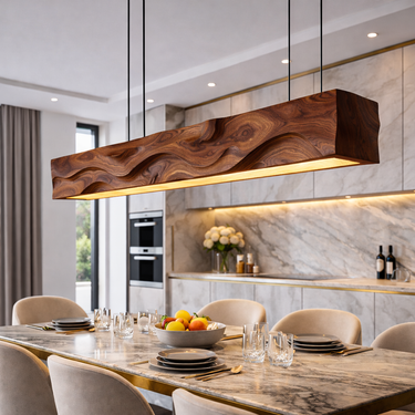 Handcrafted Pendant Light With Wave Carved Surface For Kitchen