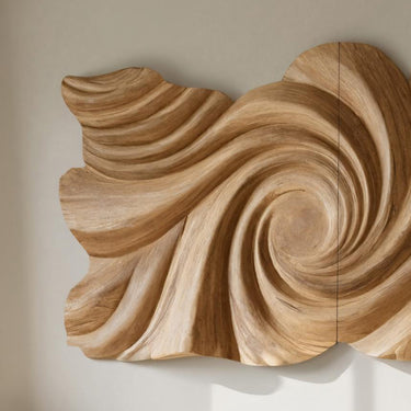 Modern Handcrafted Swirl Carved Sculpture Panel For Living Room