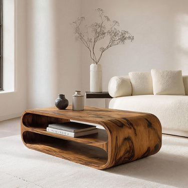Minimalist Coffee Table With Storage Shelf For Living Room