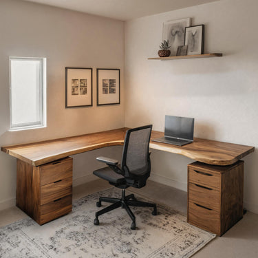 Organic L Shaped Corner Desk With Drawer For Home Office