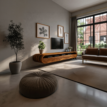 Modern Floating TV Console With Rounded Edge For Living Room
