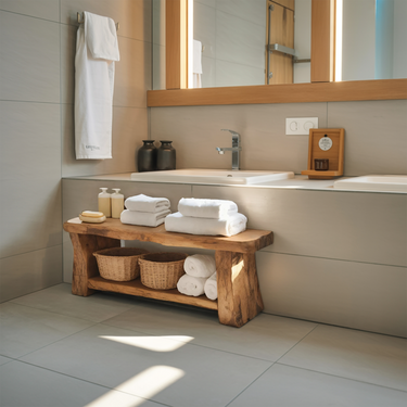 Modern Spa Shower Bench With Storage Shelf For Bathroom