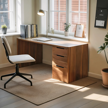 Modern Minimal Desk With Drawers For Home Office