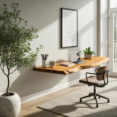 Minimalist Floating Live Edge Desk For Home Office