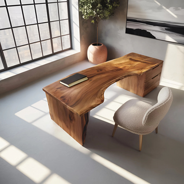 Organic Live Edge Desk For Office Or Studio Interior