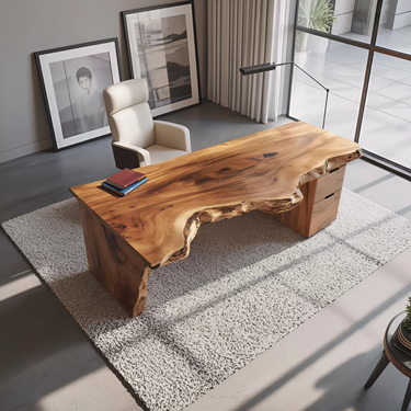 Handcrafted Live Edge Desk For Office Or Workspace