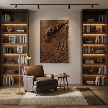 Hand Carved Wave Wall Art For Modern Living Room Decor