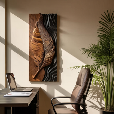 Luxury Wooden Feather Wall Art For Living Room