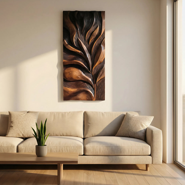 Modern Organic Wooden Feather Wall Panel For Living Room