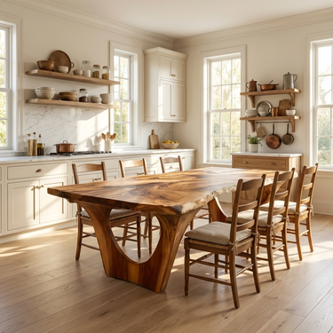 Handcrafted Dining Table With Natural Grain For Dining