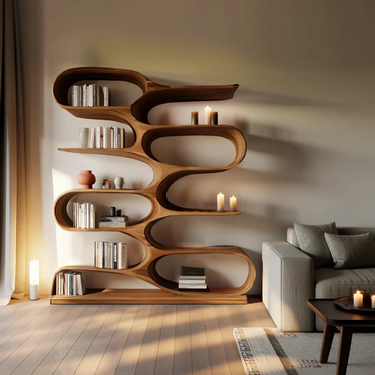 Organic Bookshelf For Living Room Or Home Decor