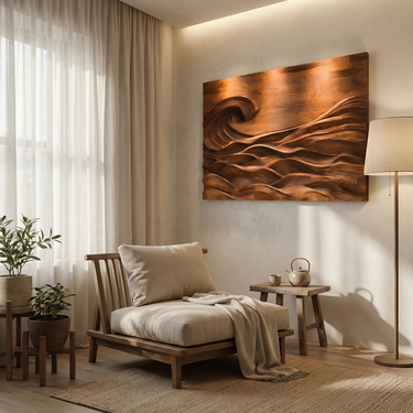 Ocean Wave Wall Art Carved Seascape For Home Decoration