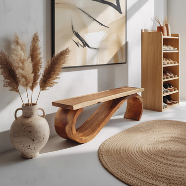 Modern Sculptural Bench For Entryway Or Living Room Decor