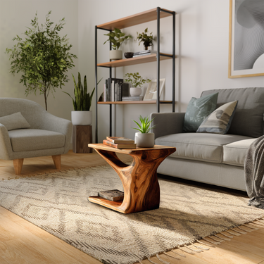 Decorative Side Table With Unique Base For Living Room
