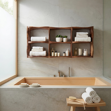 Organic Sculptural Wall Shelf For Modern Bathroom Interior
