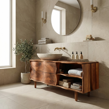 Contemporary Bathroom Vanity Sculpted Waves Front For Bathroom