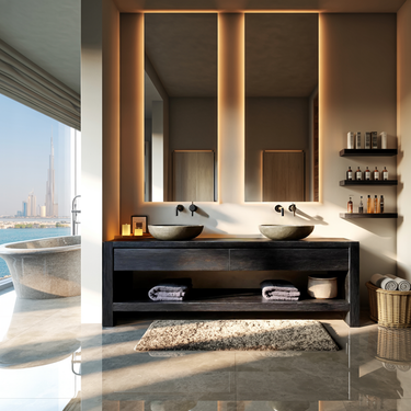 Contemporary Black Bathroom Vanity Open Shelf For Bathroom