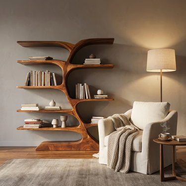 Organic Curved Bookshelf For Open Space
