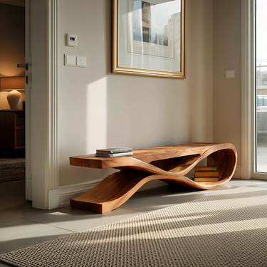 Organic Bench With Flowing Curved For Modern Home Decor