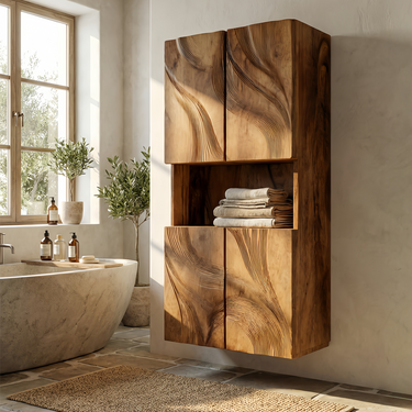 Handcrafted Carved Bathroom Cabinet For Modern Bathroom