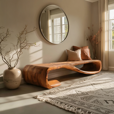 Elegant Bench Sculpted Curves For Contemporary Home Decor