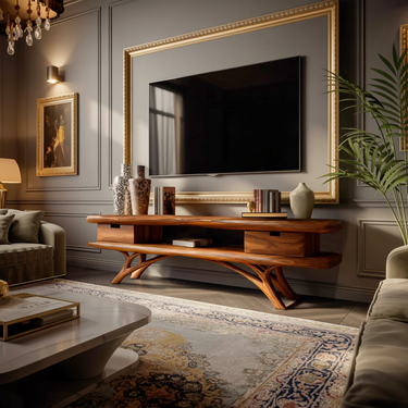 Artistic Curved TV Cabinet For Minimalist Interior Furniture