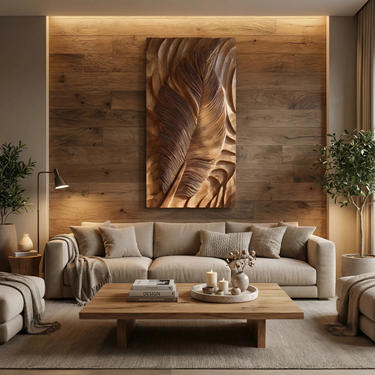 Large Handcrafted Feather Wall Art For Living Room