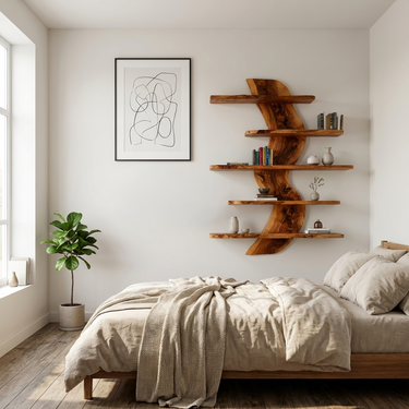 Sculptural Wall Mounted Bookshelf For Modern Living Room