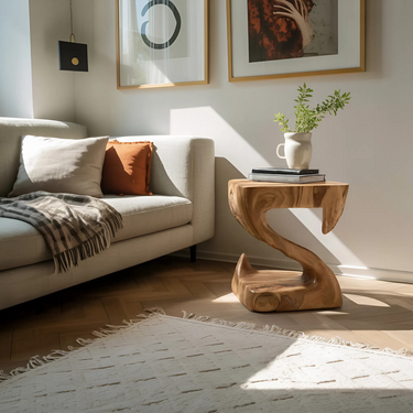 Modern Sculptural S Shaped Side Table For Living Room