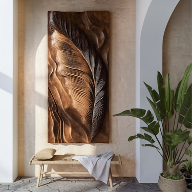 Hand Carved Feather Wall Art Design For Home