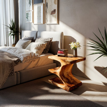 Modern Side Table With Shelf Displaying Accessories For Home