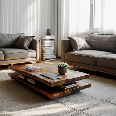 Elegant Rustic Coffee Table Two Layers For Living Room