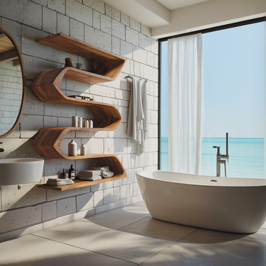 Modern Sculptural Wall Mounted Bathroom Storage For Bathroom