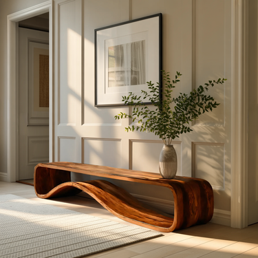 Organic Modern Bench Curved Sculptural For Home Furniture