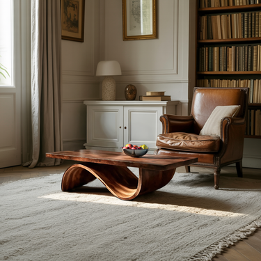 Artistic Coffee Table Curved Base Design For Living Decor