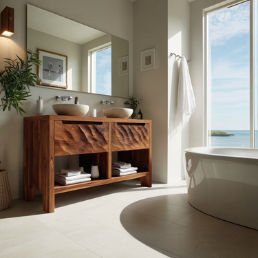Rustic Bathroom Vanity With Two Drawers For Bathroom Decor