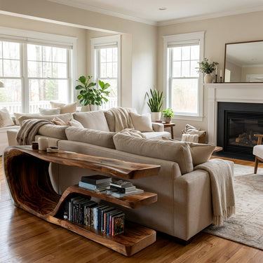 Modern Wood Console Table With Storage For Living Room